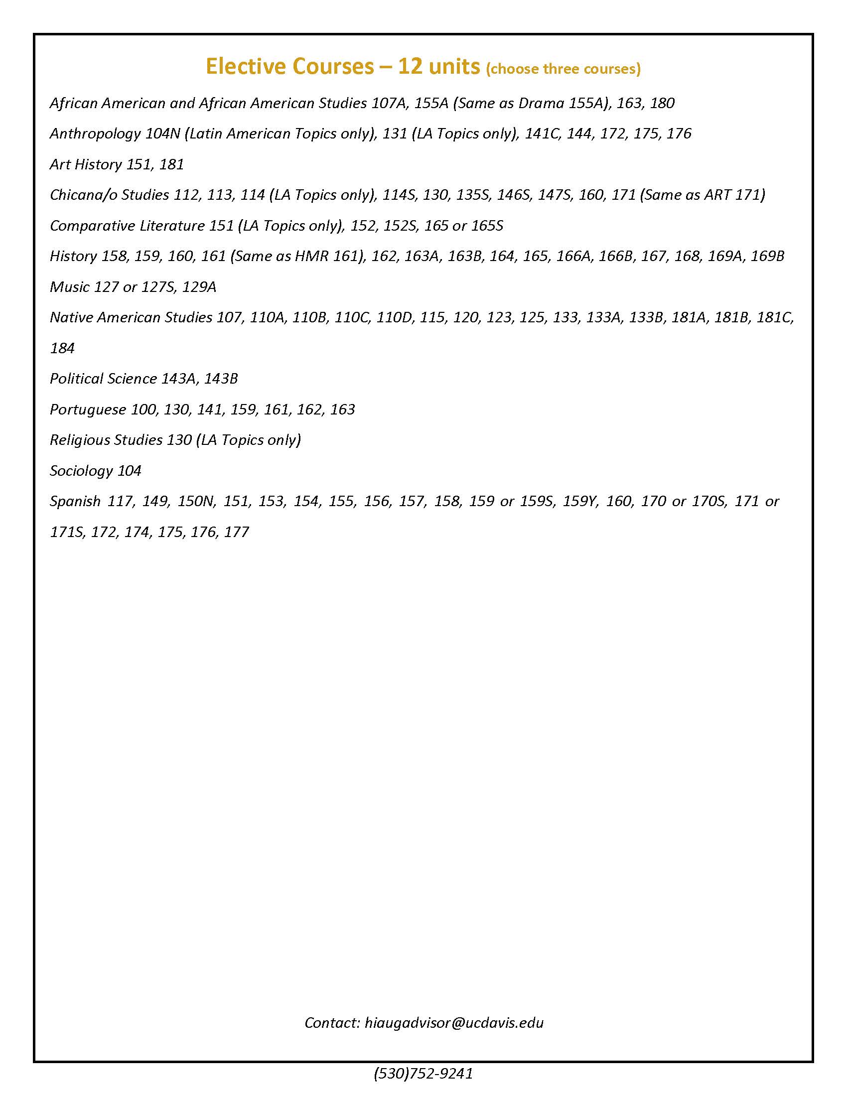 Requirements for Minor page 2