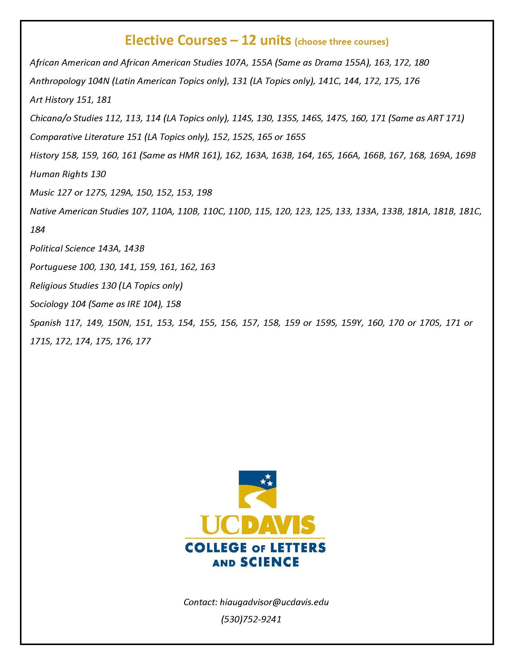 LAHS Minor requirements page 2