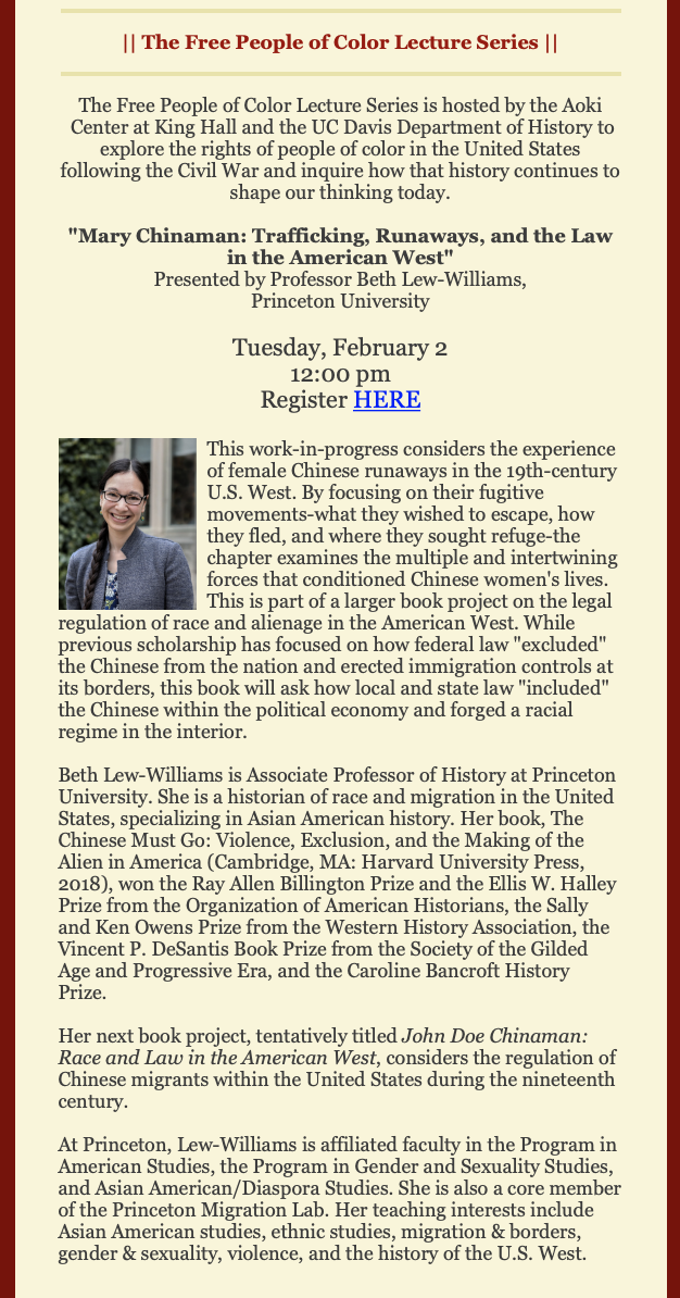 The Free People of Color Lecture Series