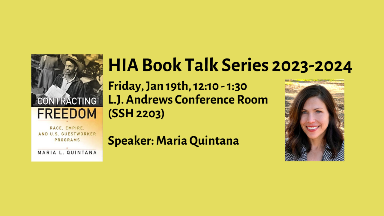 Book Talk Header, Jan. 19 from 12:10 - 1:30 PM at L.J. Andrews Conference Room